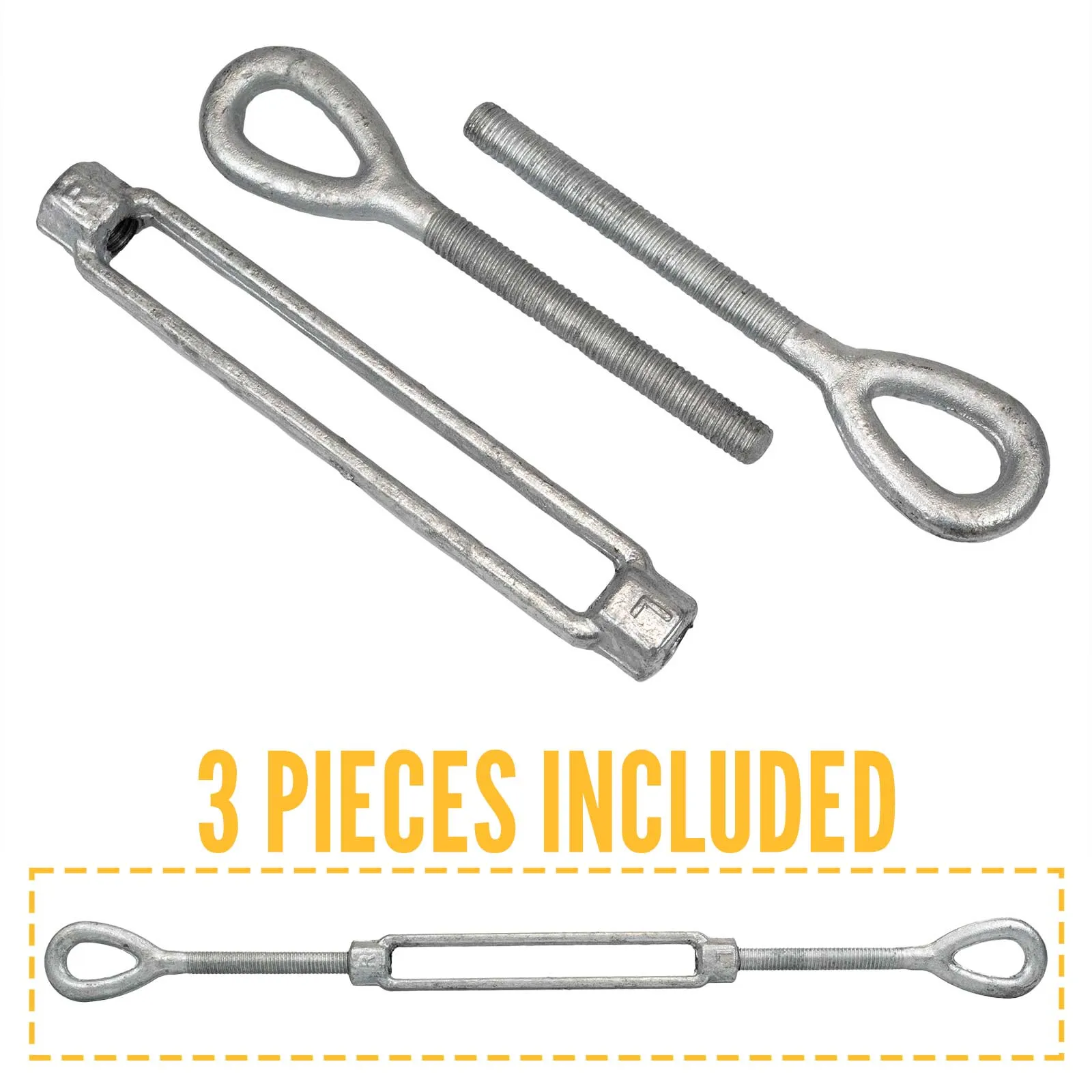 1-1/2" x 18" Eye & Eye Galvanized Turnbuckle