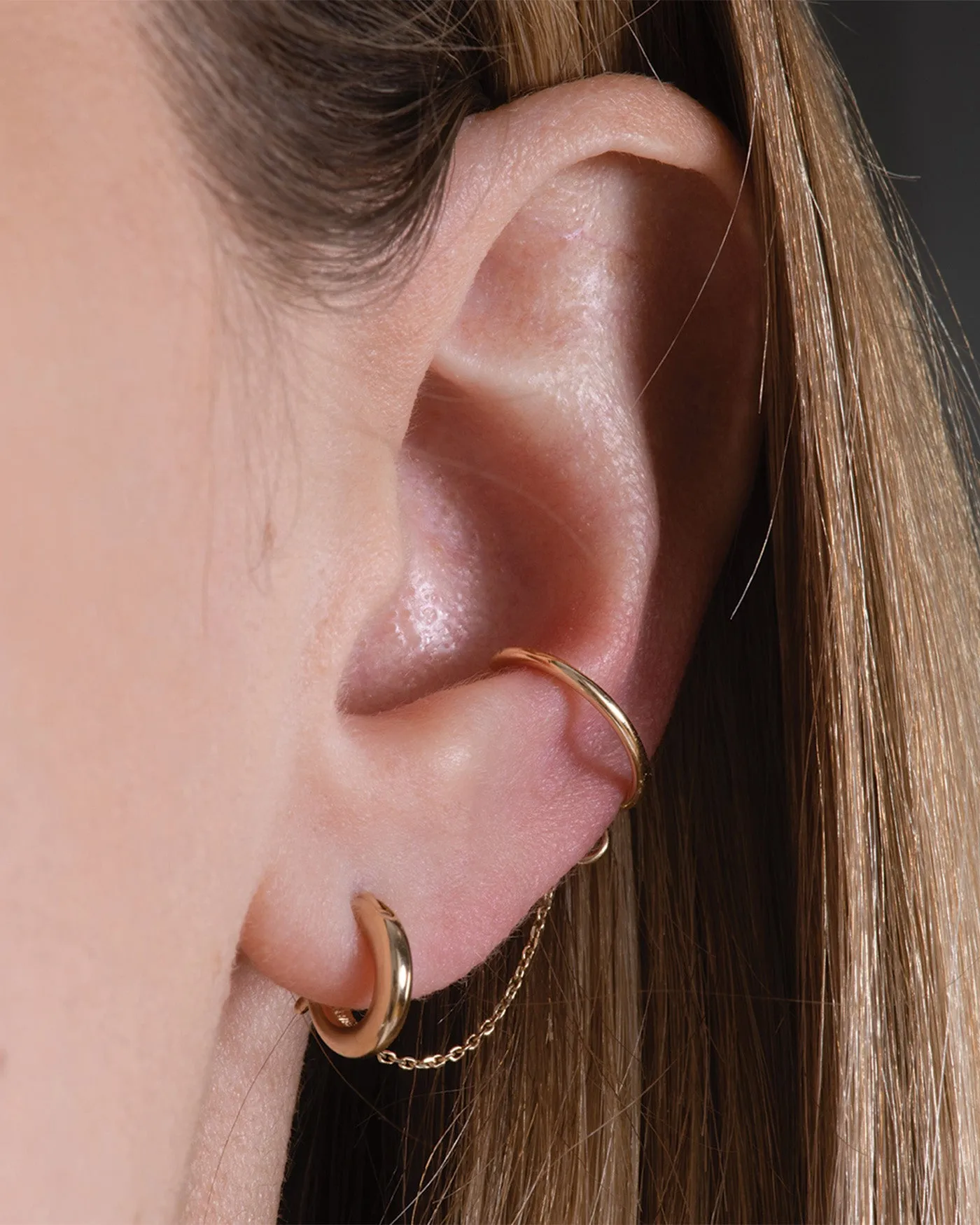 14K Gold Ear Cuff with Chain