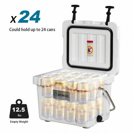 16 Quart Portable Ice Cooler with 24 Cans-White