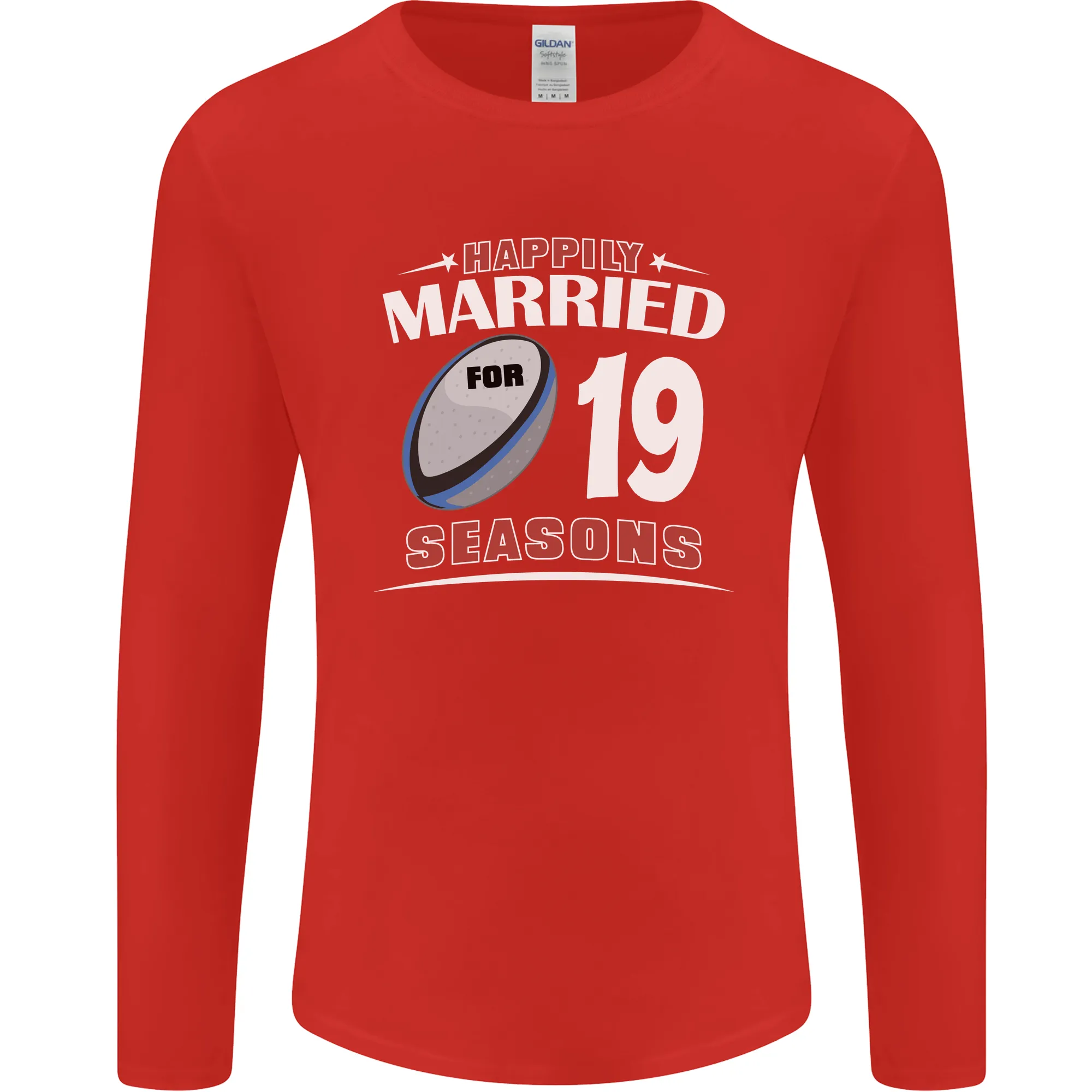 19 Year Wedding Anniversary 19th Rugby Mens Long Sleeve T-Shirt