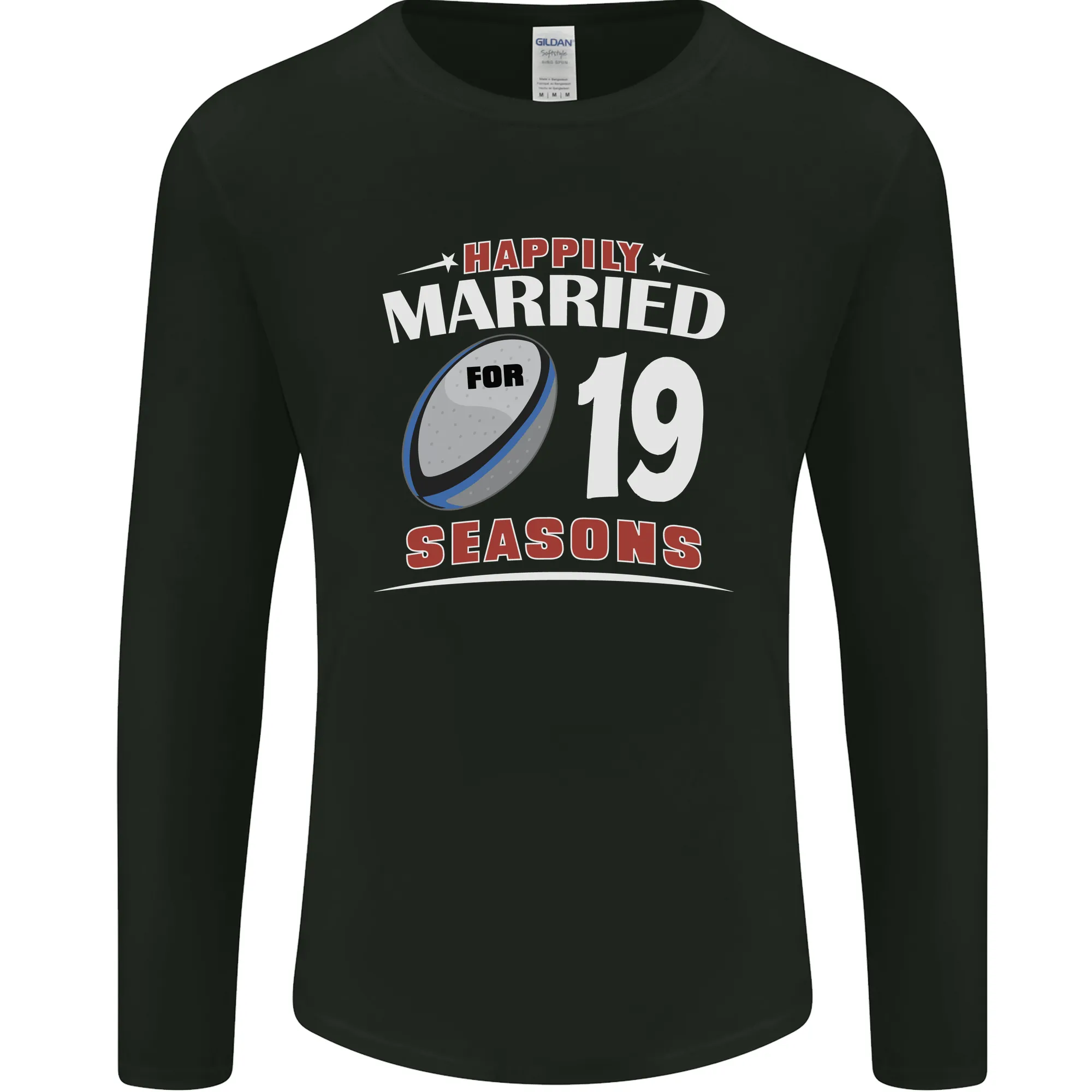 19 Year Wedding Anniversary 19th Rugby Mens Long Sleeve T-Shirt