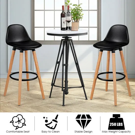 2 Pieces Mid Century Barstool 28.5 Inches Dining Pub Chair-Black