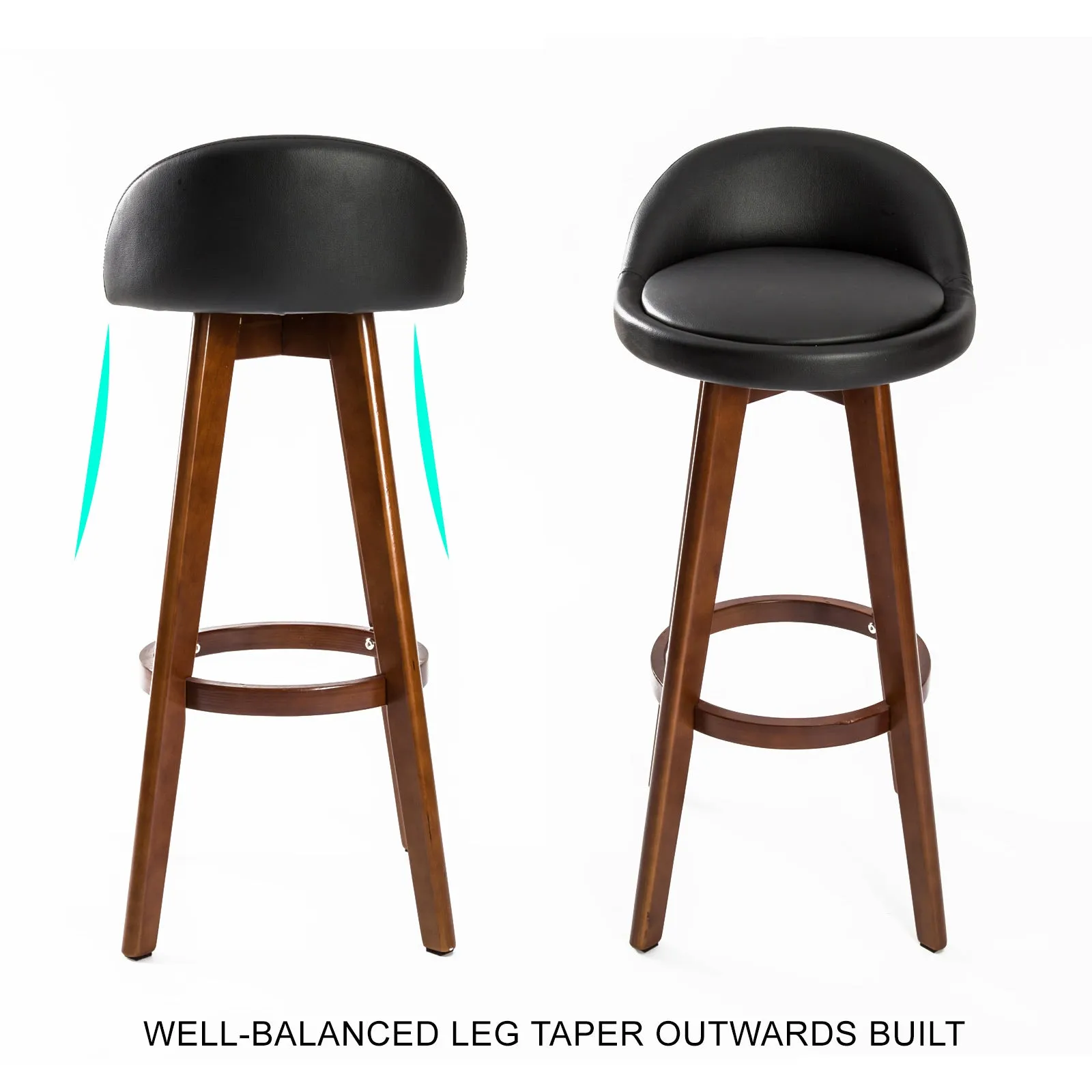 2X Swivel Bar Stools PVC Leather Seat Solid Plywood La Bella