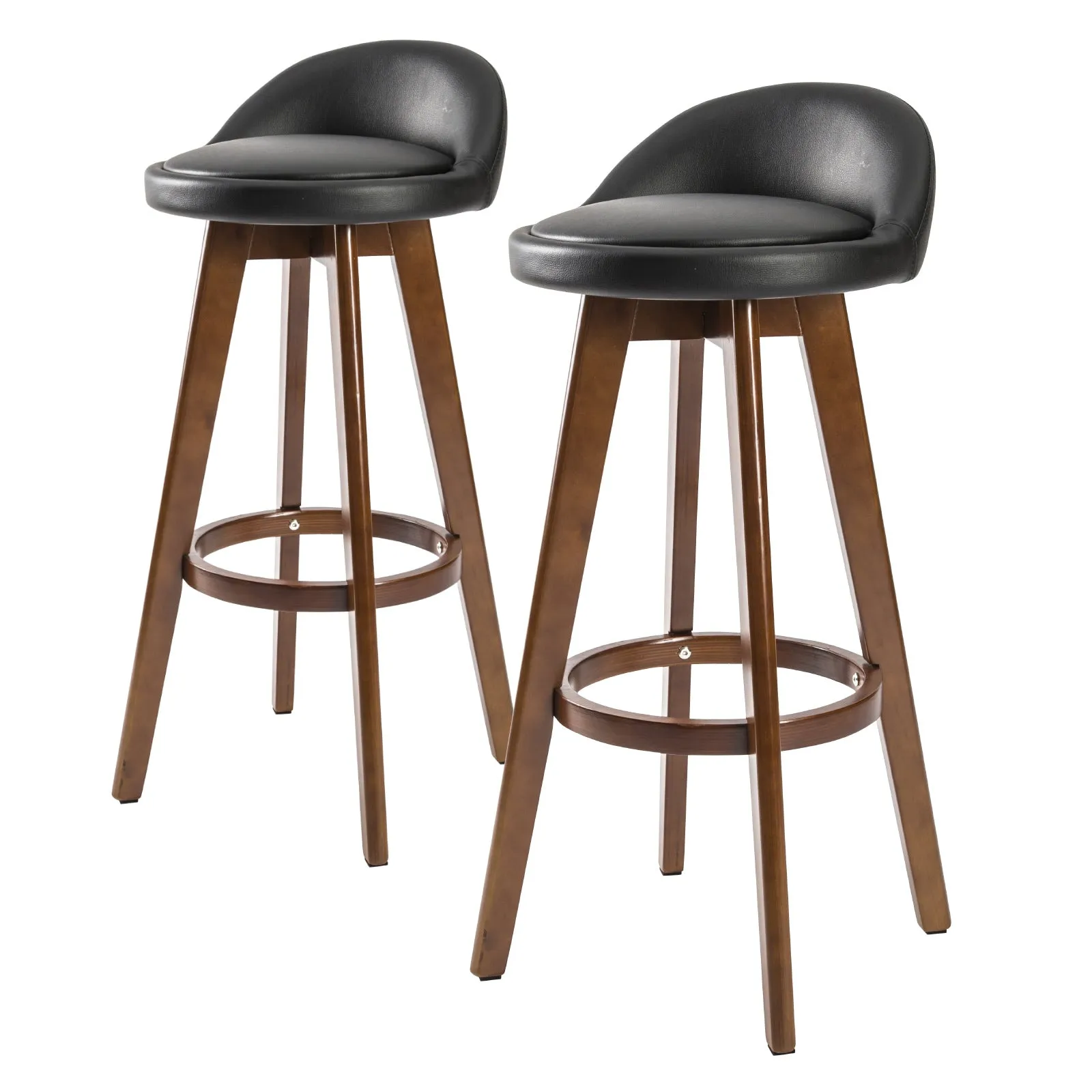 2X Swivel Bar Stools PVC Leather Seat Solid Plywood La Bella