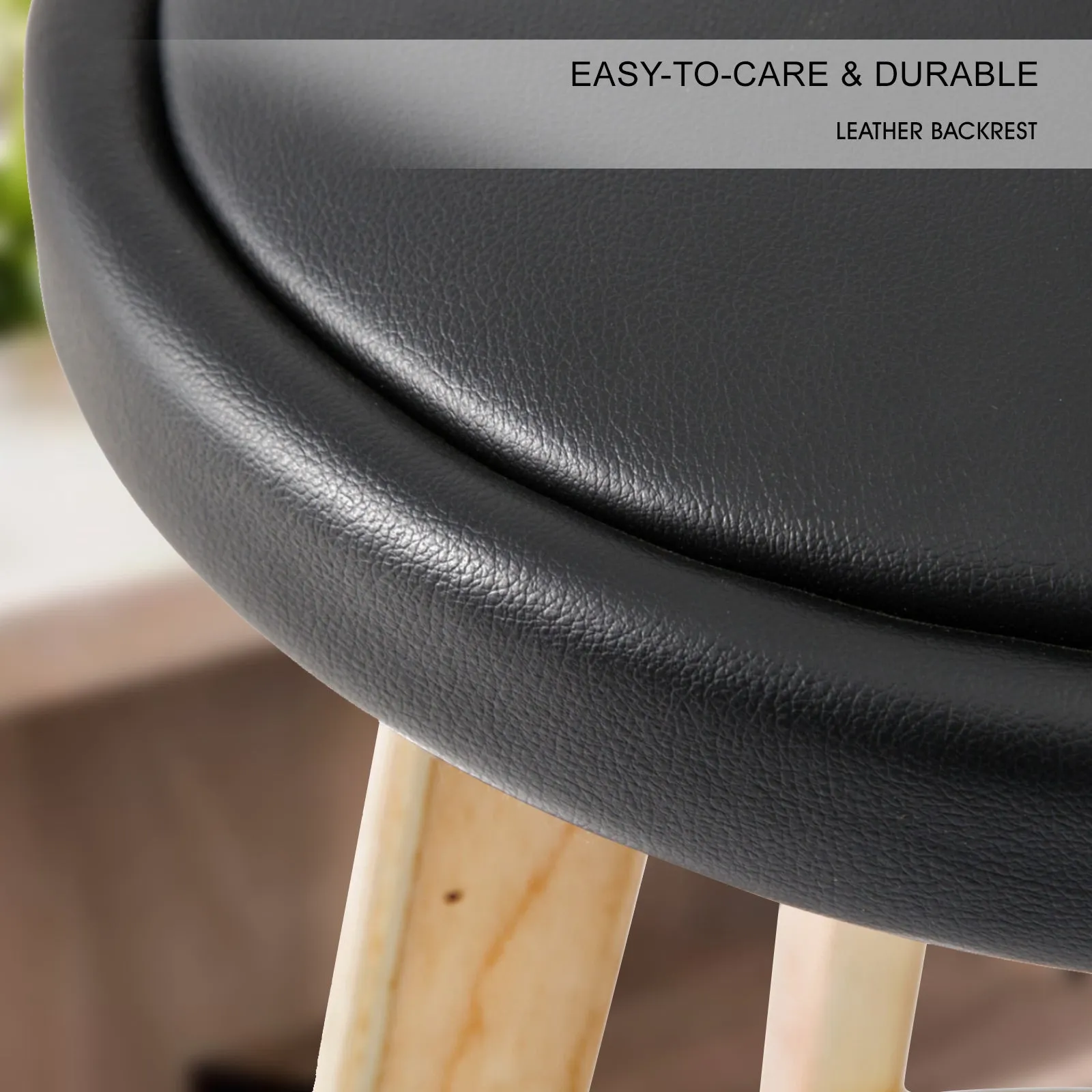 4X 72cm Black PVC Leather Bar Stools with Footrest