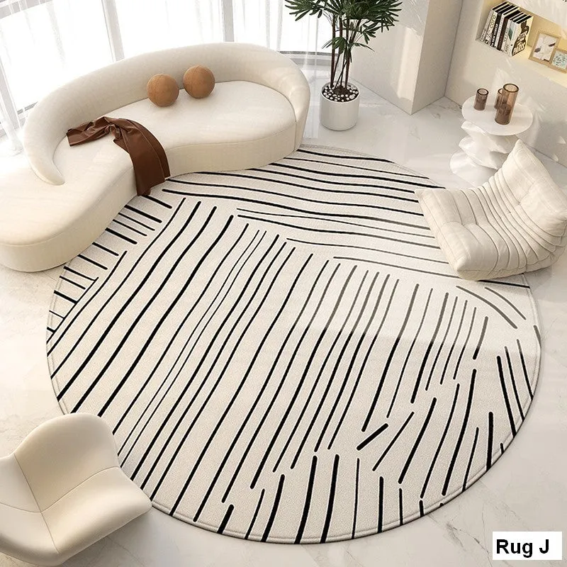 Abstract Modern Area Rugs for Bedroom, Circular Modern Rugs under Chairs, Geometric Round Rugs for Dining Room, Contemporary Modern Rug for Living Room