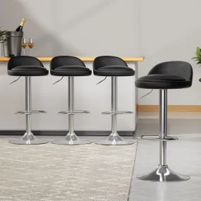 Adjustable Swivel Bar Stools, PU Leather, 4x Set - Artiss