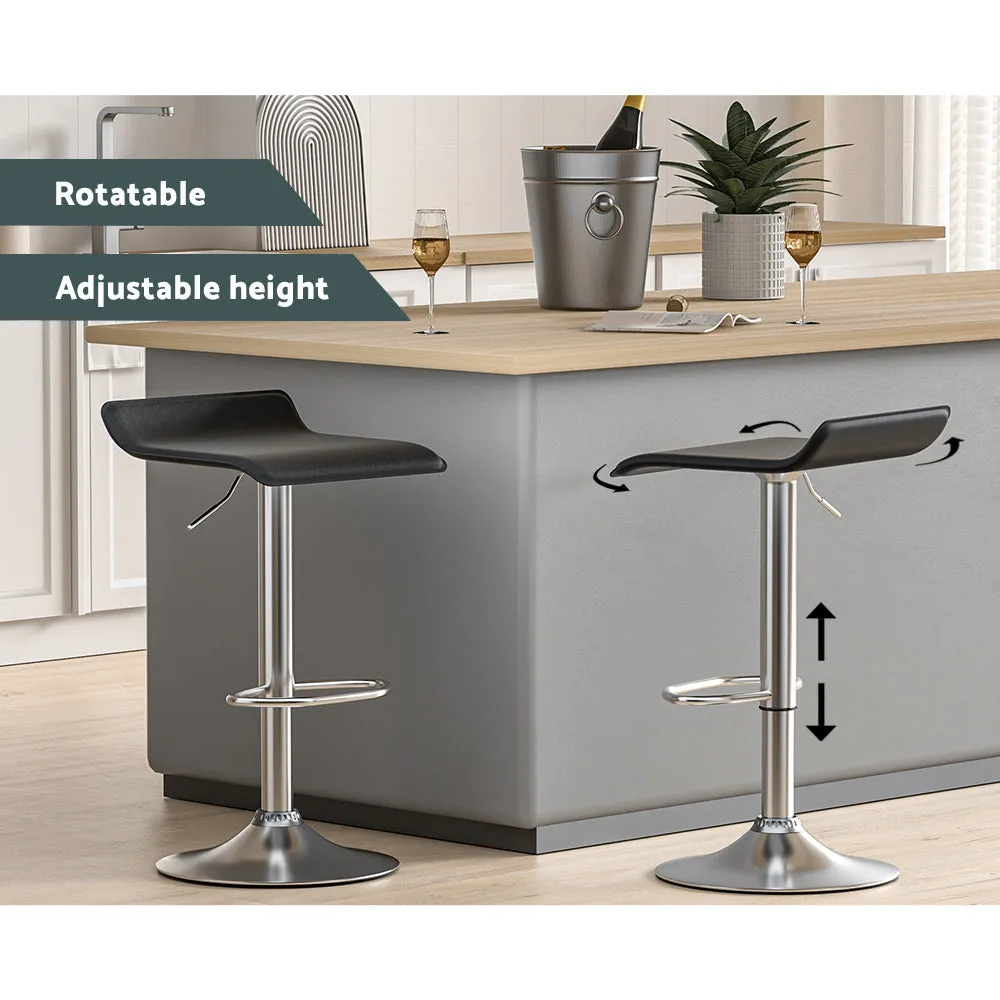 Adjustable Swivel Black Faux Leather Bar Stools Set of 2 Artiss