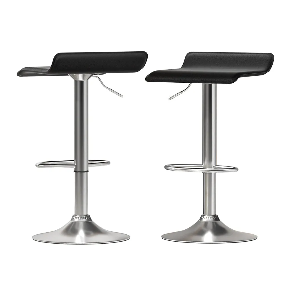 Adjustable Swivel Black Faux Leather Bar Stools Set of 2 Artiss