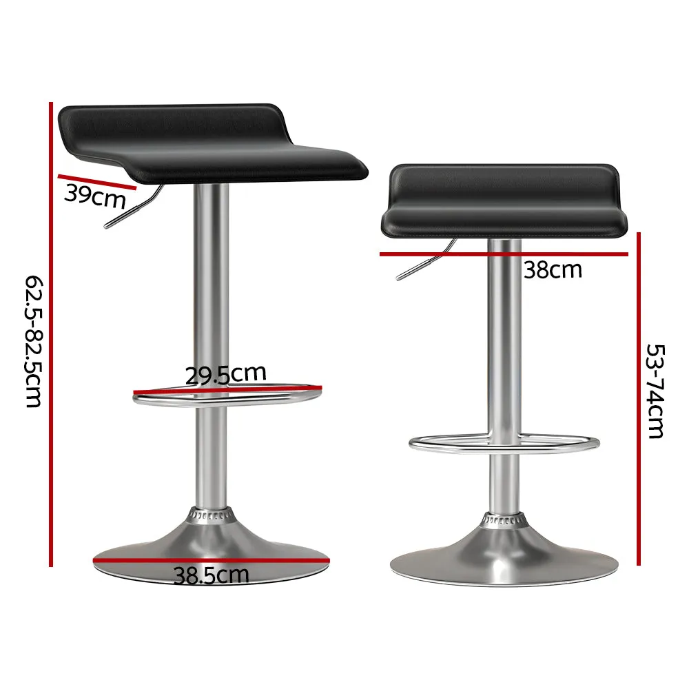 Adjustable Swivel Black Faux Leather Bar Stools Set of 2 Artiss