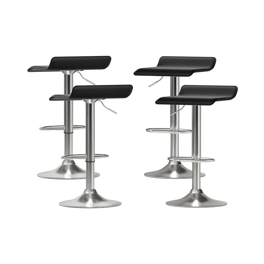 Adjustable Swivel Faux Leather Bar Stools Set of 4 Black - Artiss