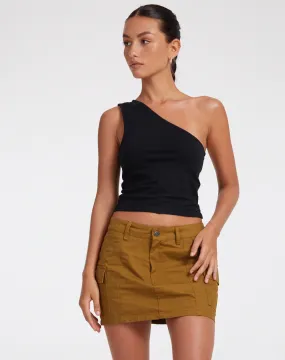 Ajeng Low Rise Cargo Mini Skirt in Panama Chestnut