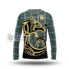 Alexander of Menstry Hunting Tartan Long Sleeve T-Shirt with Family Crest Celtic Wolf Style