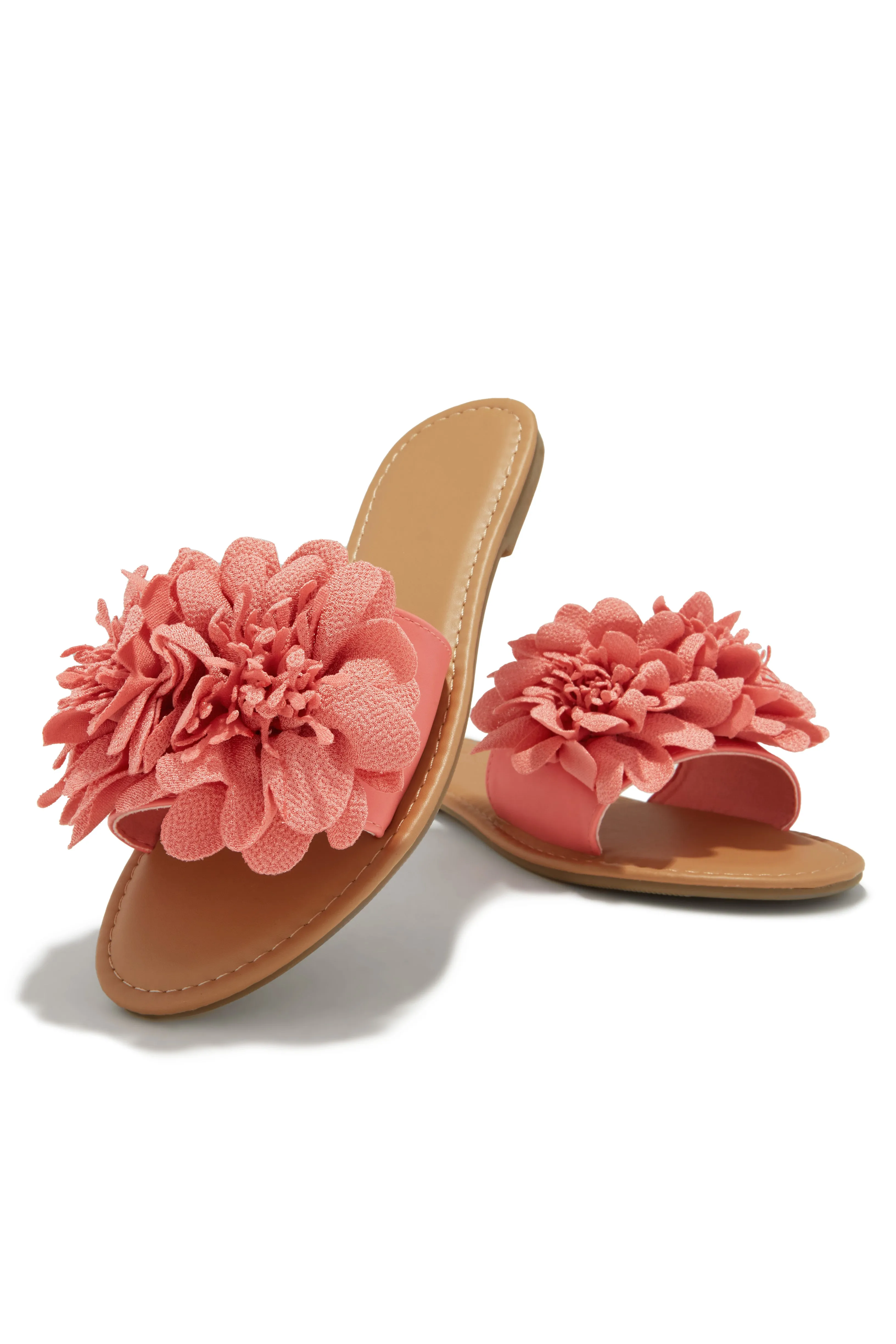 Analia Slip On Flower Sandals - Peach