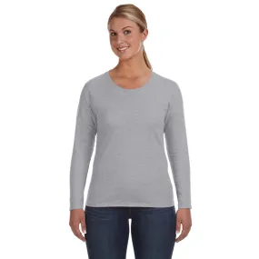 Anvil Women's Heather Grey Lightweight Long-Sleeve T-Shirt