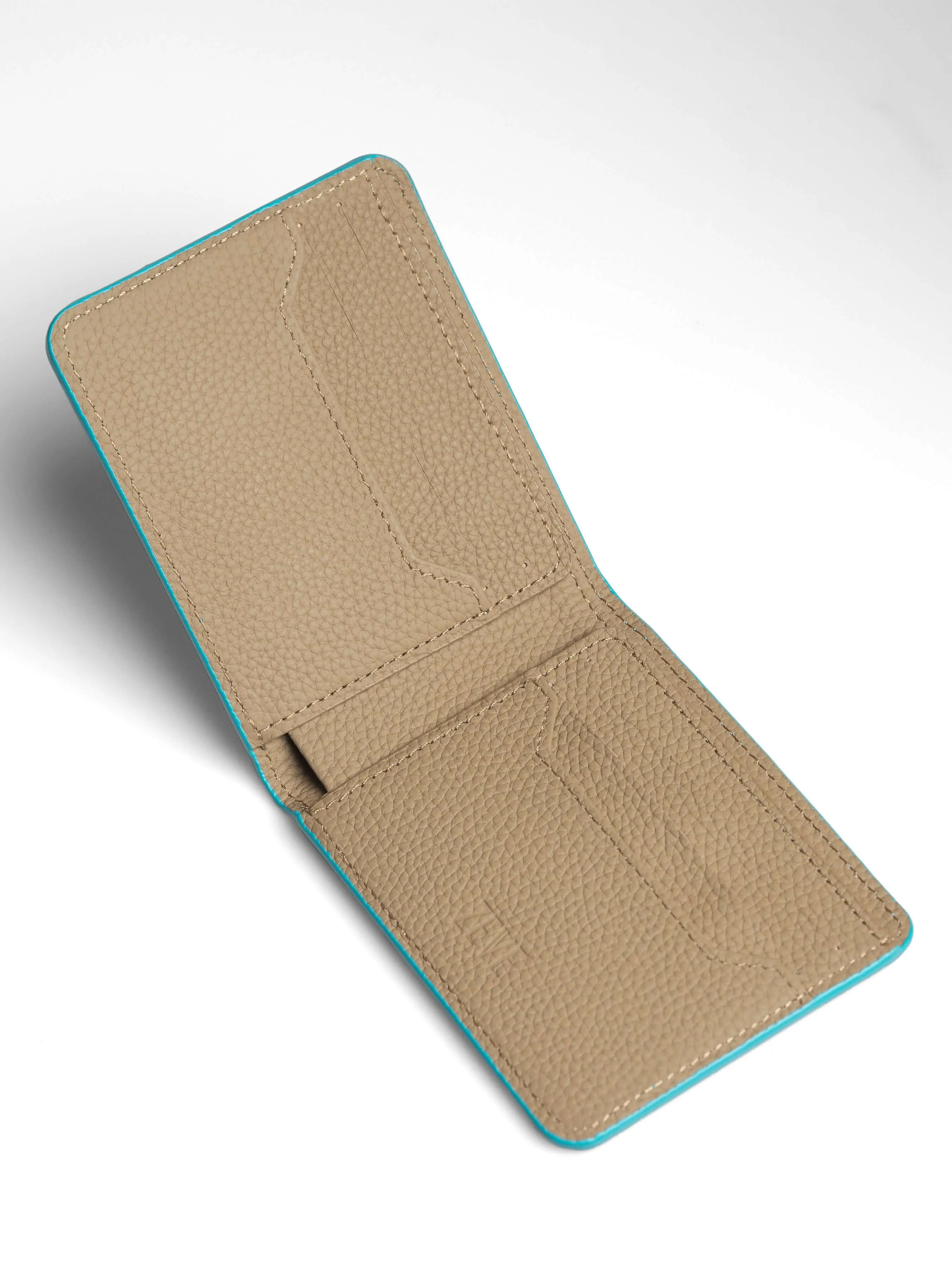 Artemis Python Wallet - Aqua and Beige Leather