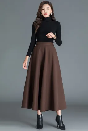 Autumn Long Pure Color Wool Skirt 3788