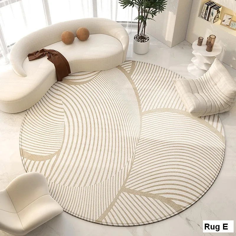 Bedroom Modern Round Rugs, Circular Modern Rugs under Chairs, Dining Room Contemporary Round Rugs, Geometric Modern Rug Ideas for Living Room