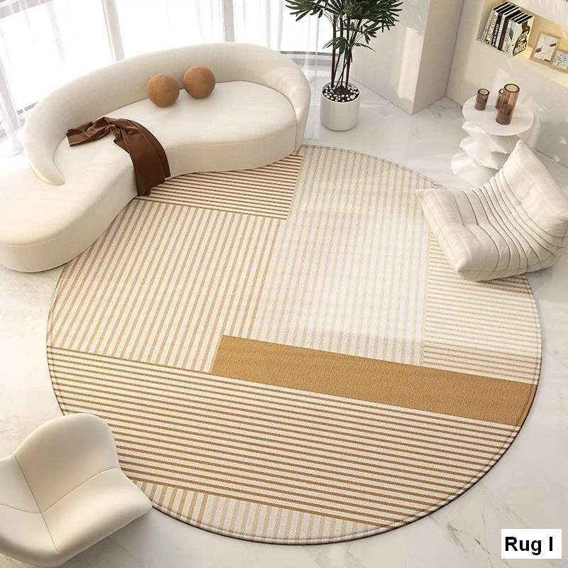 Bedroom Modern Round Rugs, Circular Modern Rugs under Chairs, Dining Room Contemporary Round Rugs, Geometric Modern Rug Ideas for Living Room