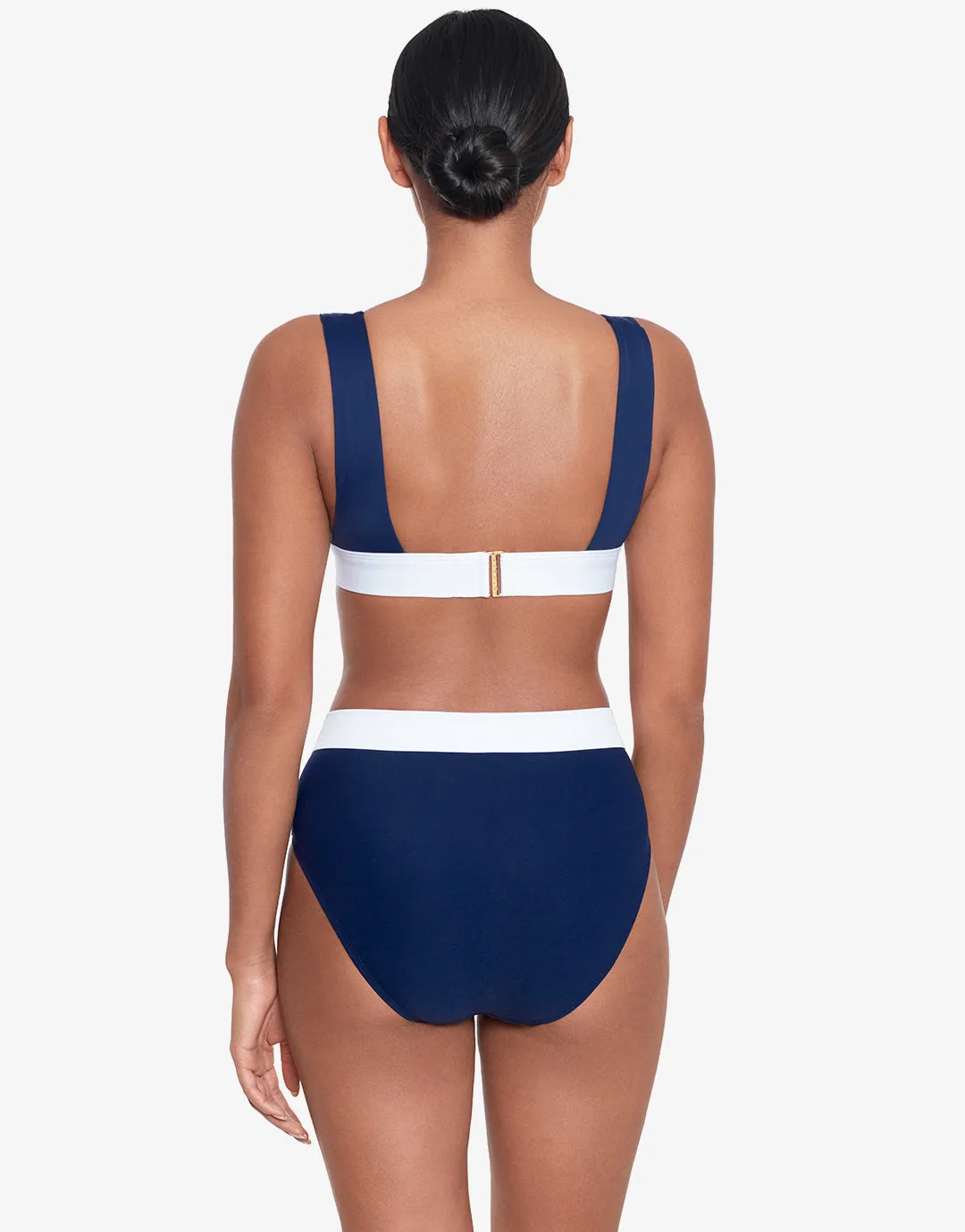 Bel Air High Waist Bikini Pant - Navy and White