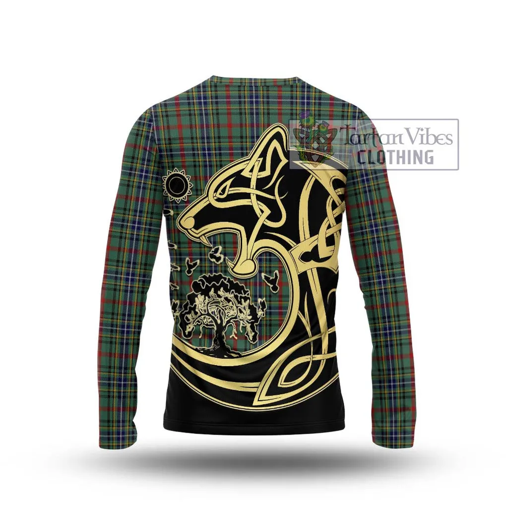 Bisset Tartan Long Sleeve T-Shirt with Family Crest Celtic Wolf Style