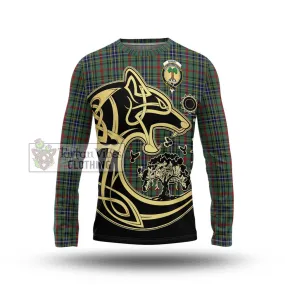 Bisset Tartan Long Sleeve T-Shirt with Family Crest Celtic Wolf Style