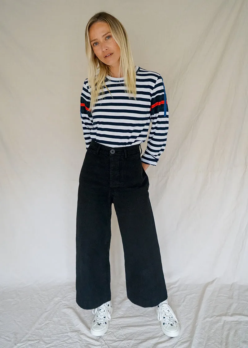 BLACK COTTON SAILOR PANTS