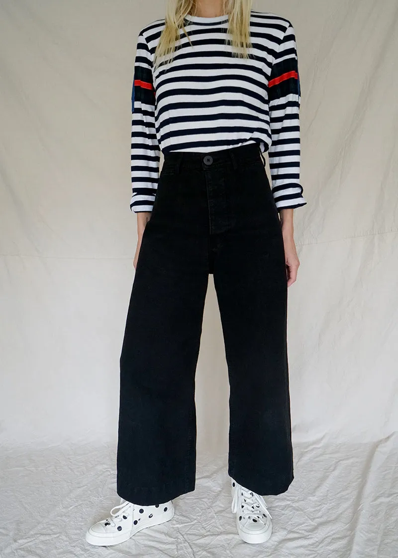 BLACK COTTON SAILOR PANTS