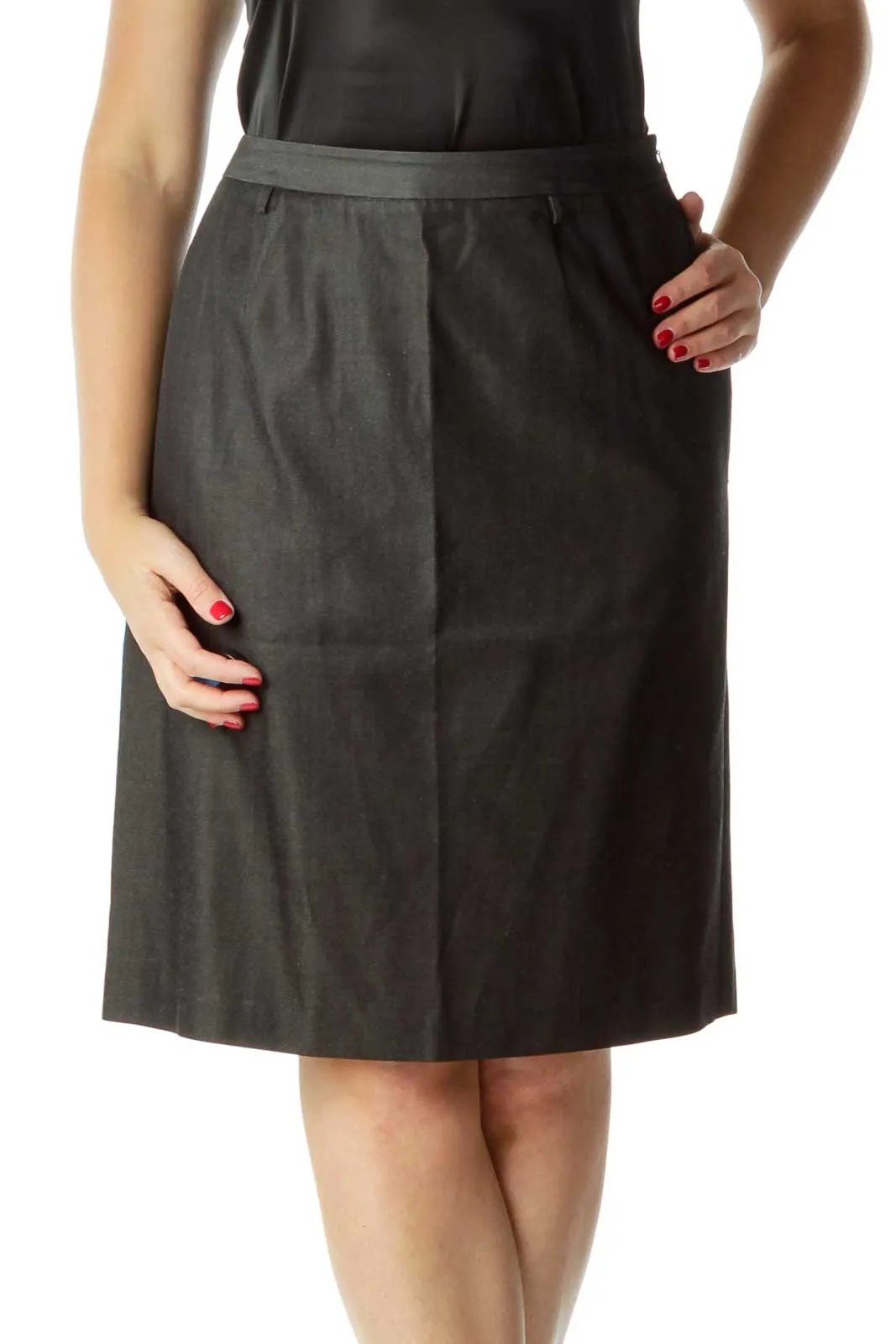 Black Denim & Silk Pencil Skirt