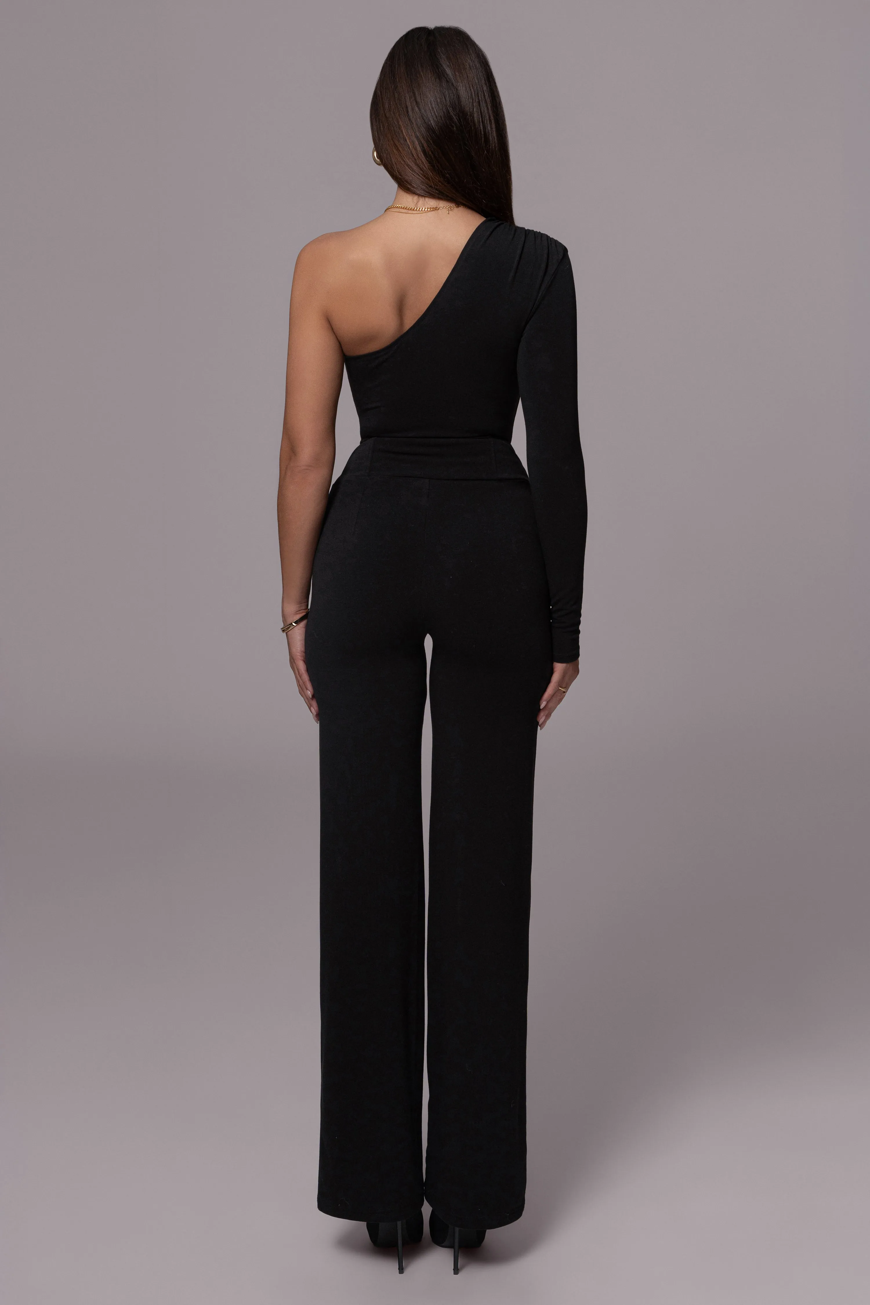 Black Effortless High Waist Pants