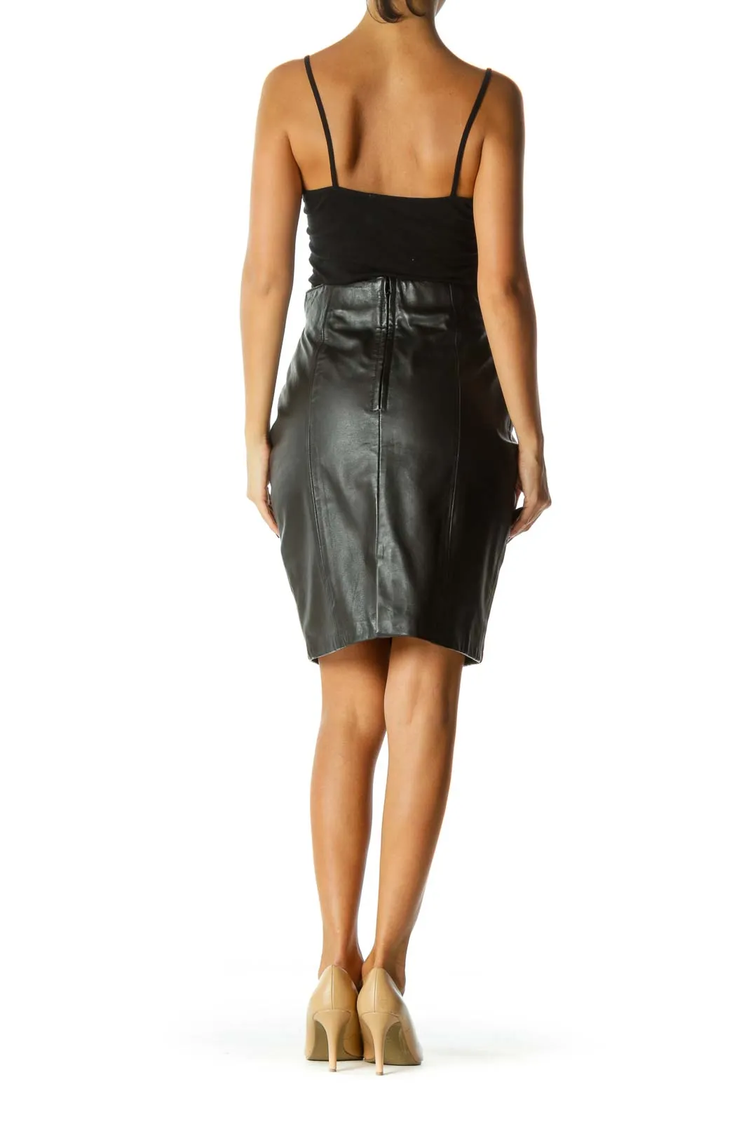 Black Faux Leather Pencil Skirt