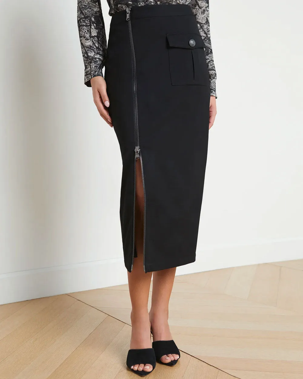 Black Maverick Cargo Pencil Skirt