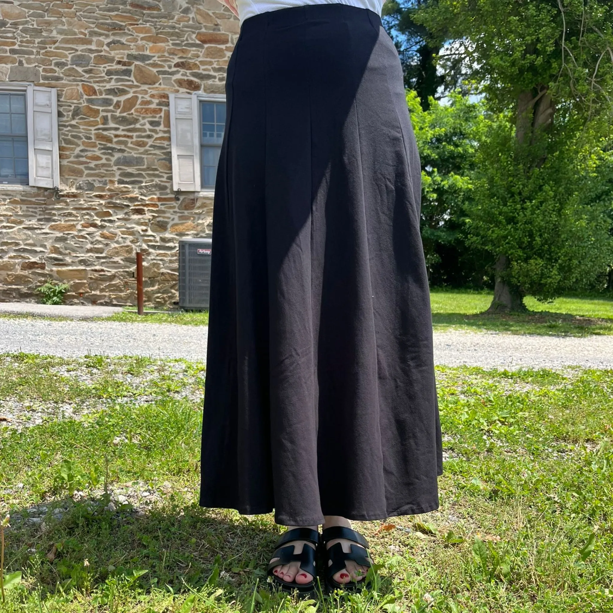 Black Panel Midi Maxi Skirt 34"