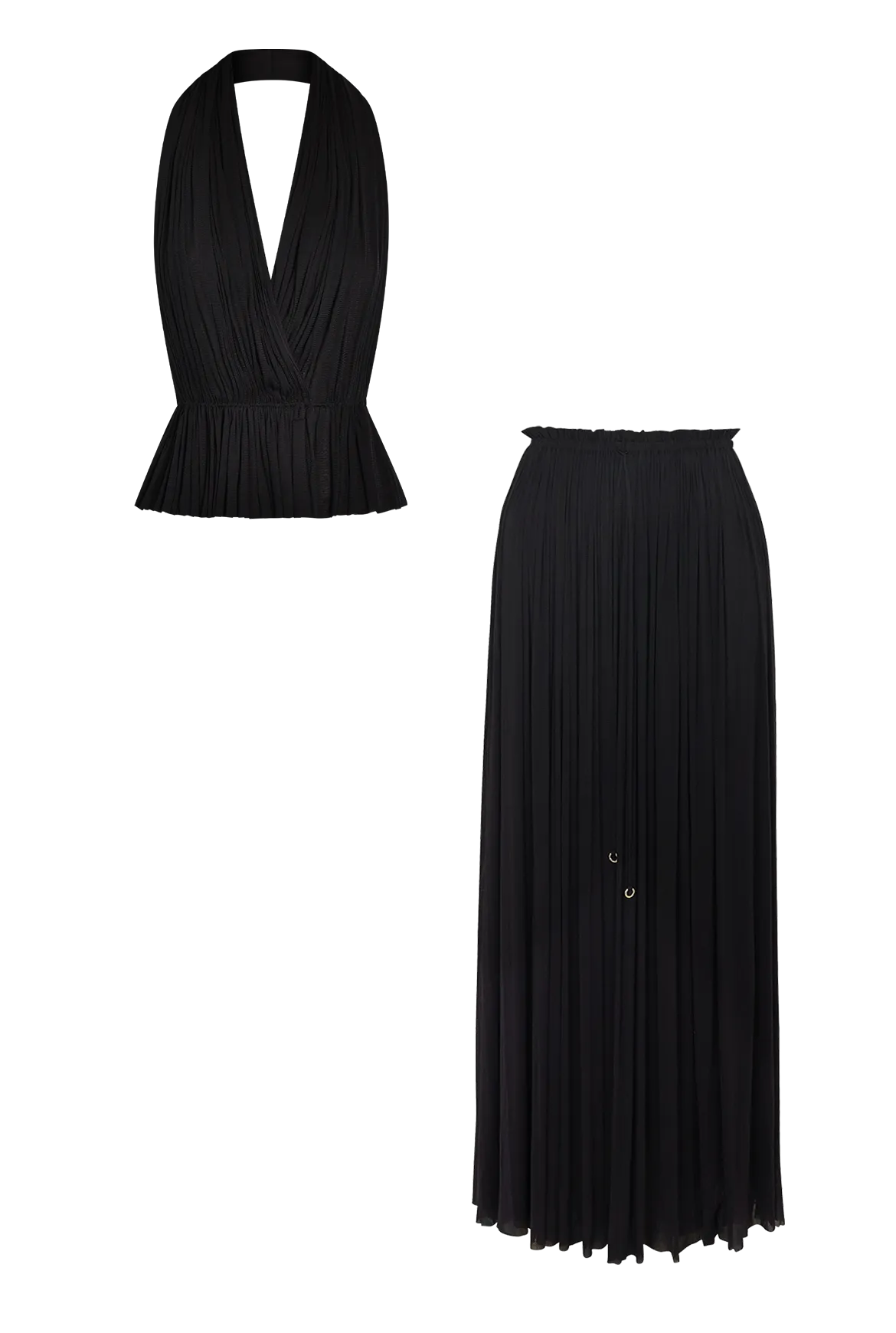 Black Silk Tulle Skirt & Top Set