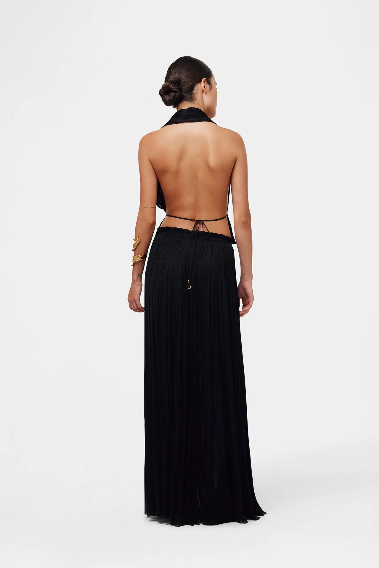 Black Silk Tulle Skirt & Top Set