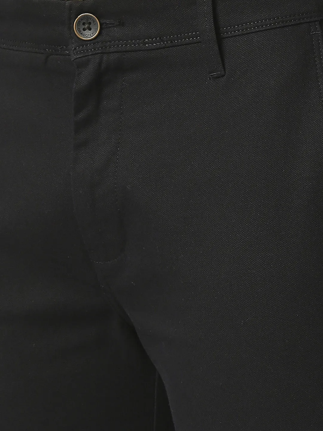 Black Slim Tapered Cotton Trouser