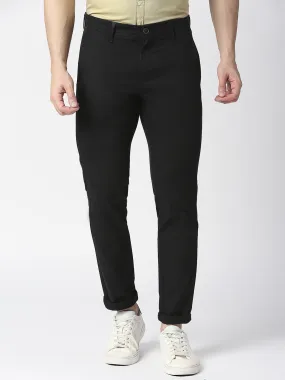 Black Slim Tapered Cotton Trouser