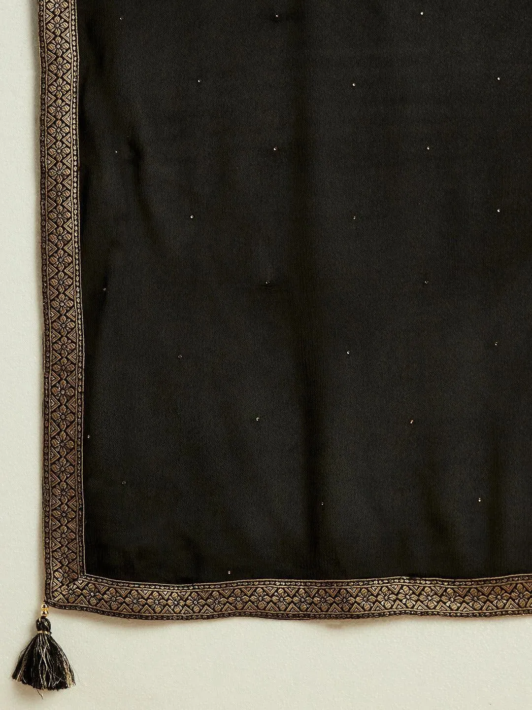 Black Woven Design Silk Blend Pakistani Suit