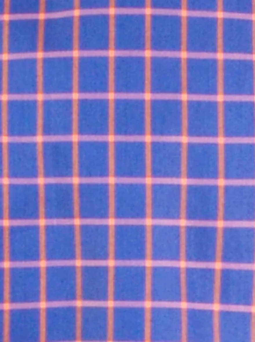 Blue & Orange Checked Slim Fit Evening Wear Shirt | Metal