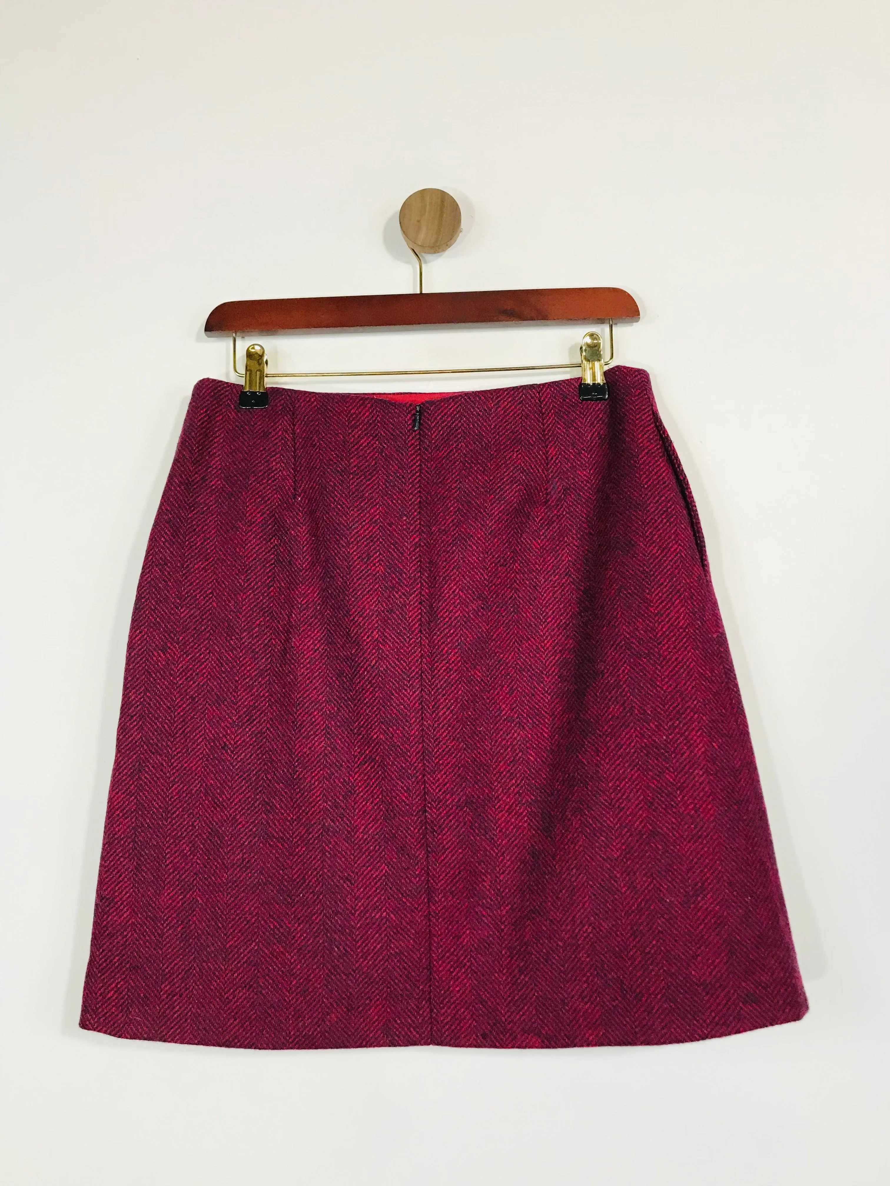 Boden Women's Tweed Wool Pencil Skirt | UK10 | Red