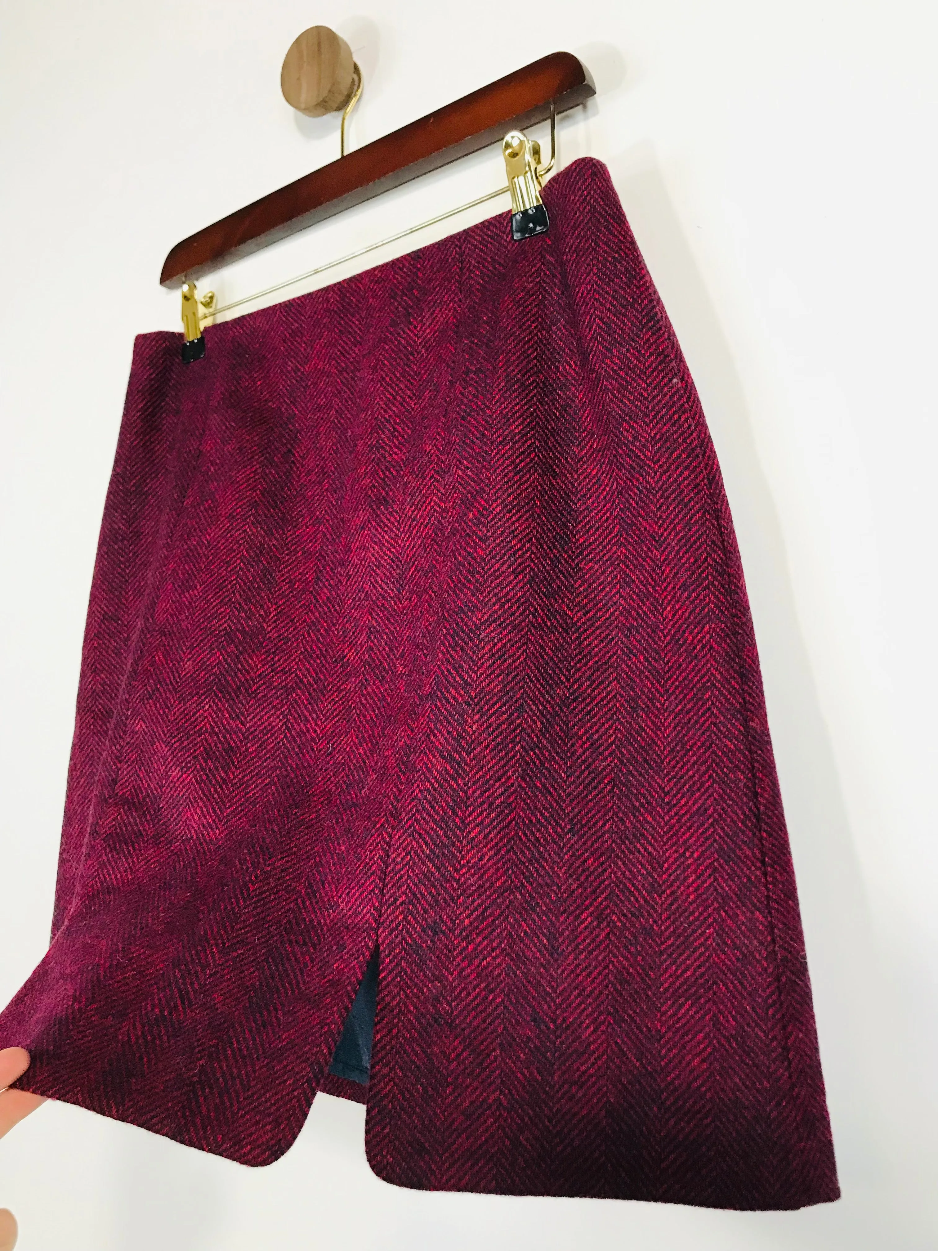 Boden Women's Tweed Wool Pencil Skirt | UK10 | Red