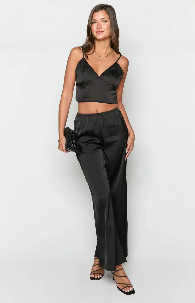 Bridget Black Satin Pants