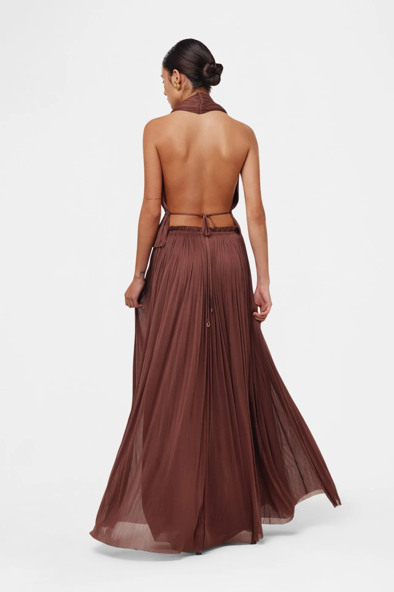 Brown Silk Tulle Top