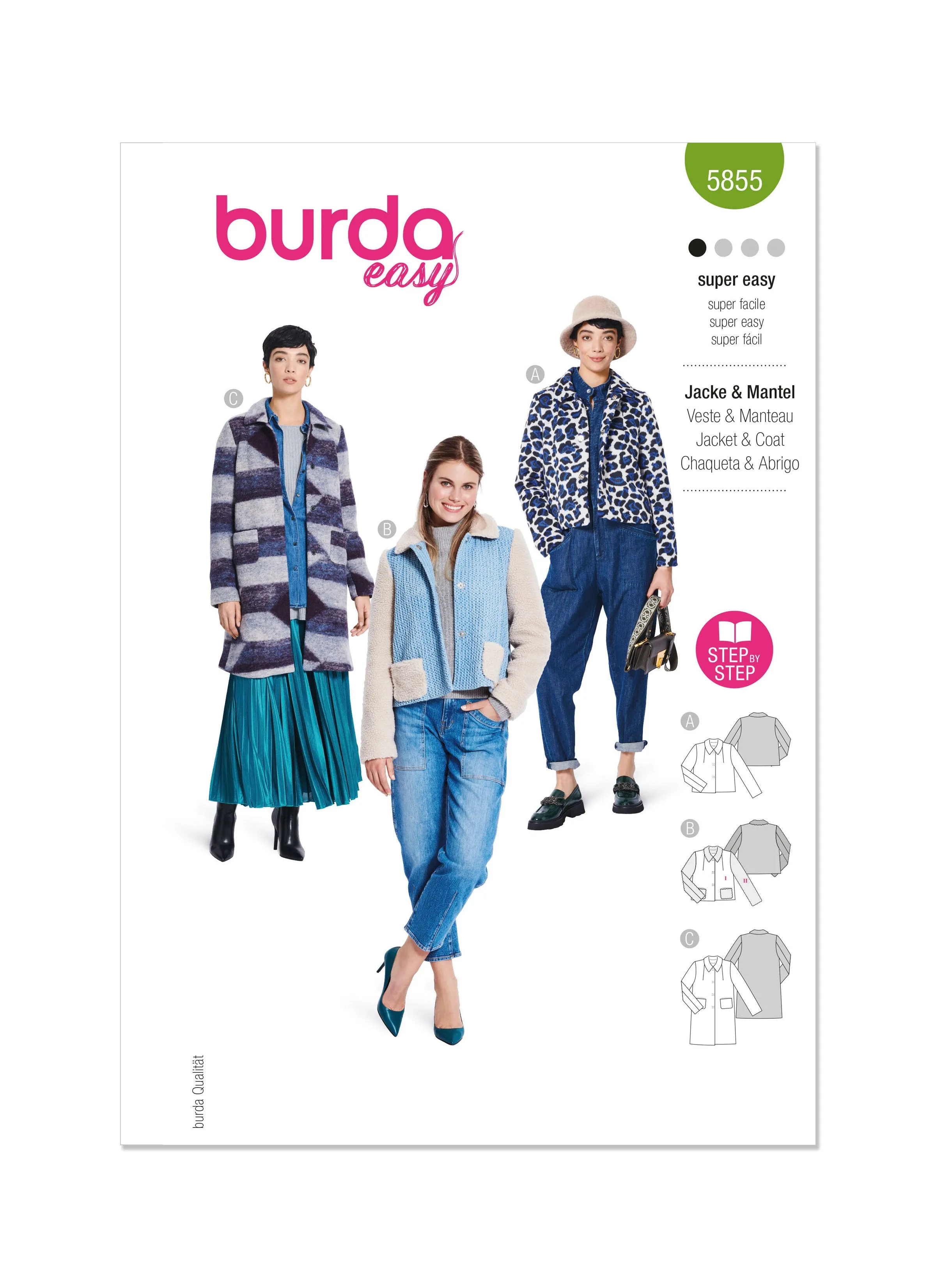 Burda Sewing Pattern 5855 Misses' Jacket & Coat