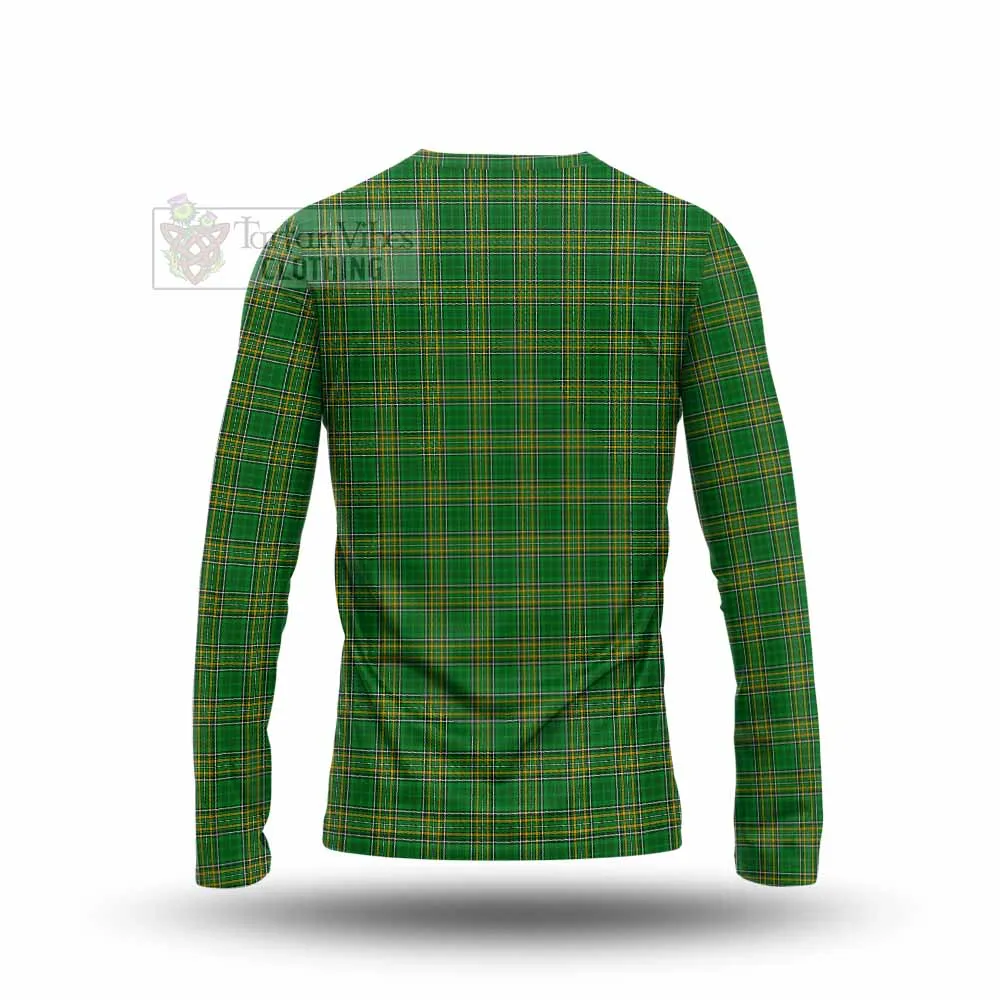 Burges Irish Clan Tartan Long Sleeve T-Shirt with Coat of Arms