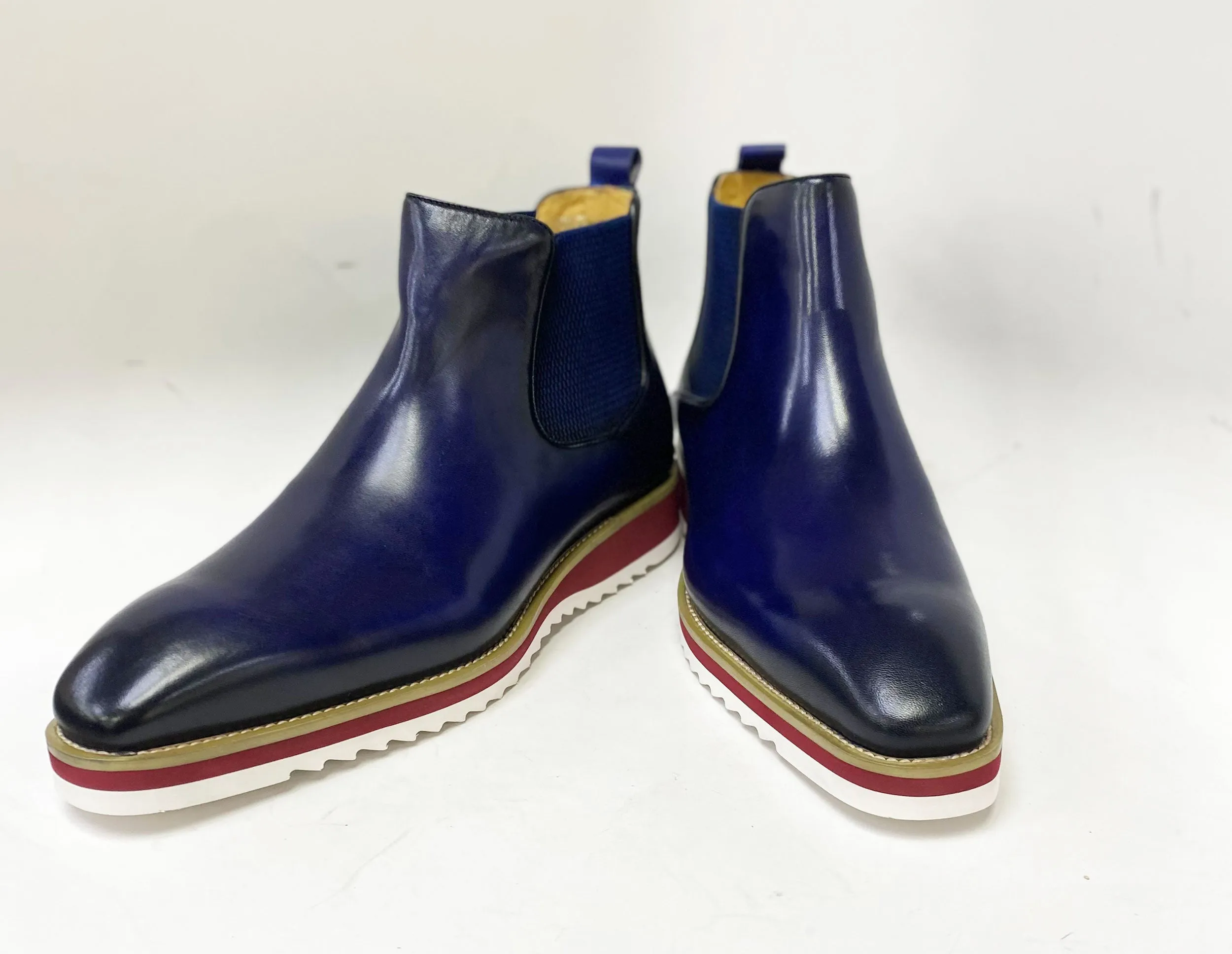 Burnished Calfskin Slip-On Boot Blue