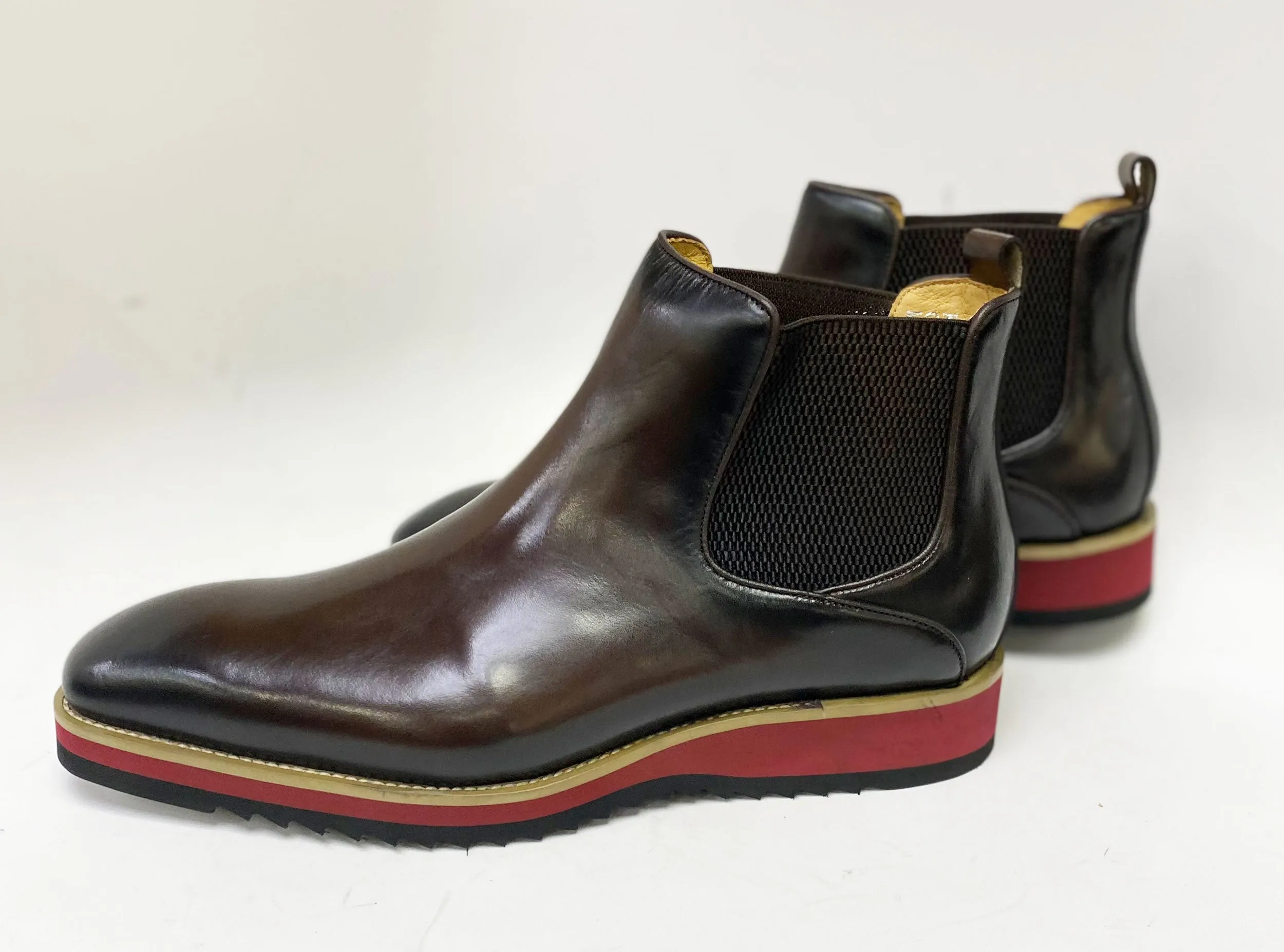 Burnished Calfskin Slip-On Boot Brown