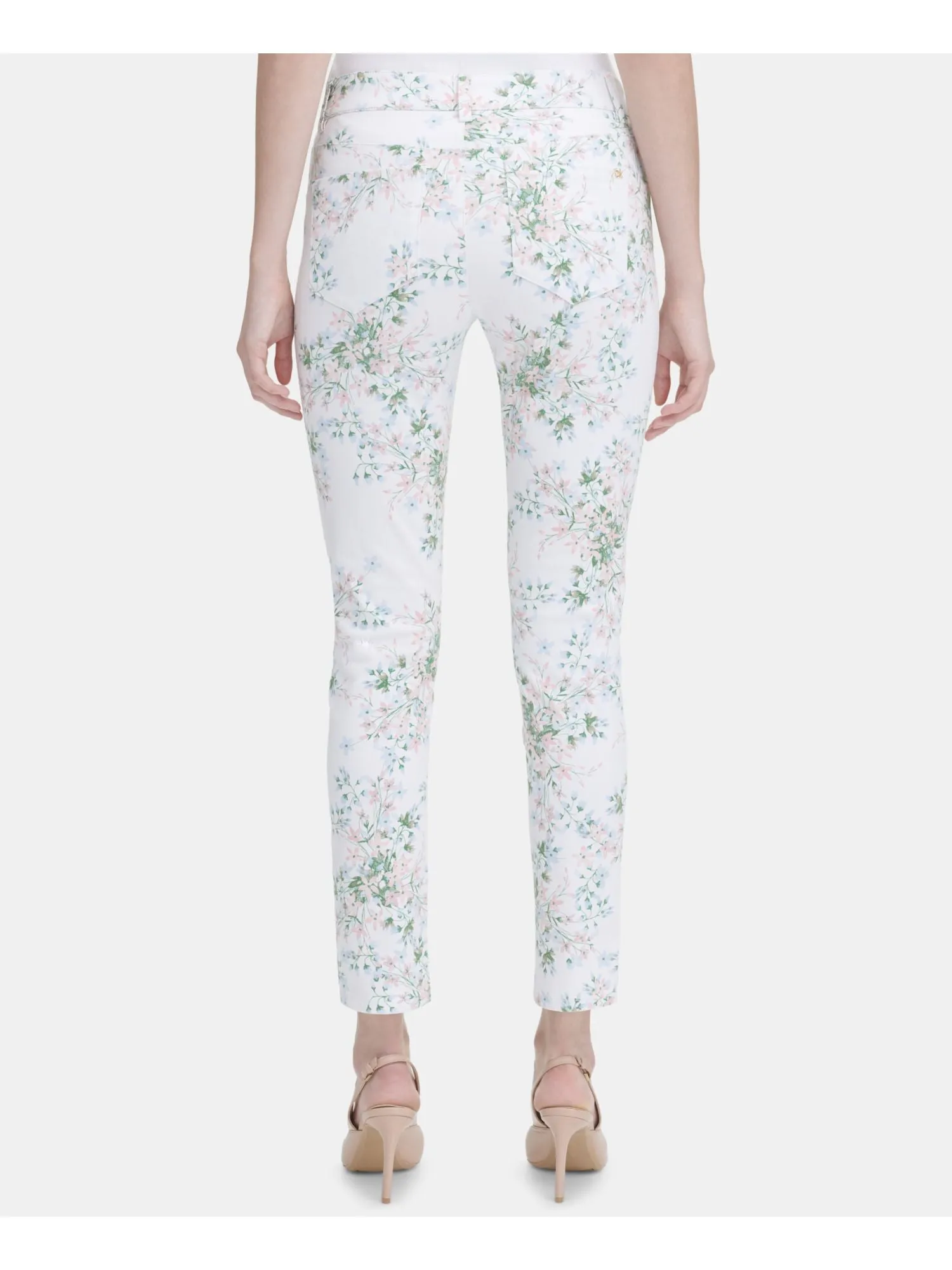 CALVIN KLEIN Womens White Floral Pants