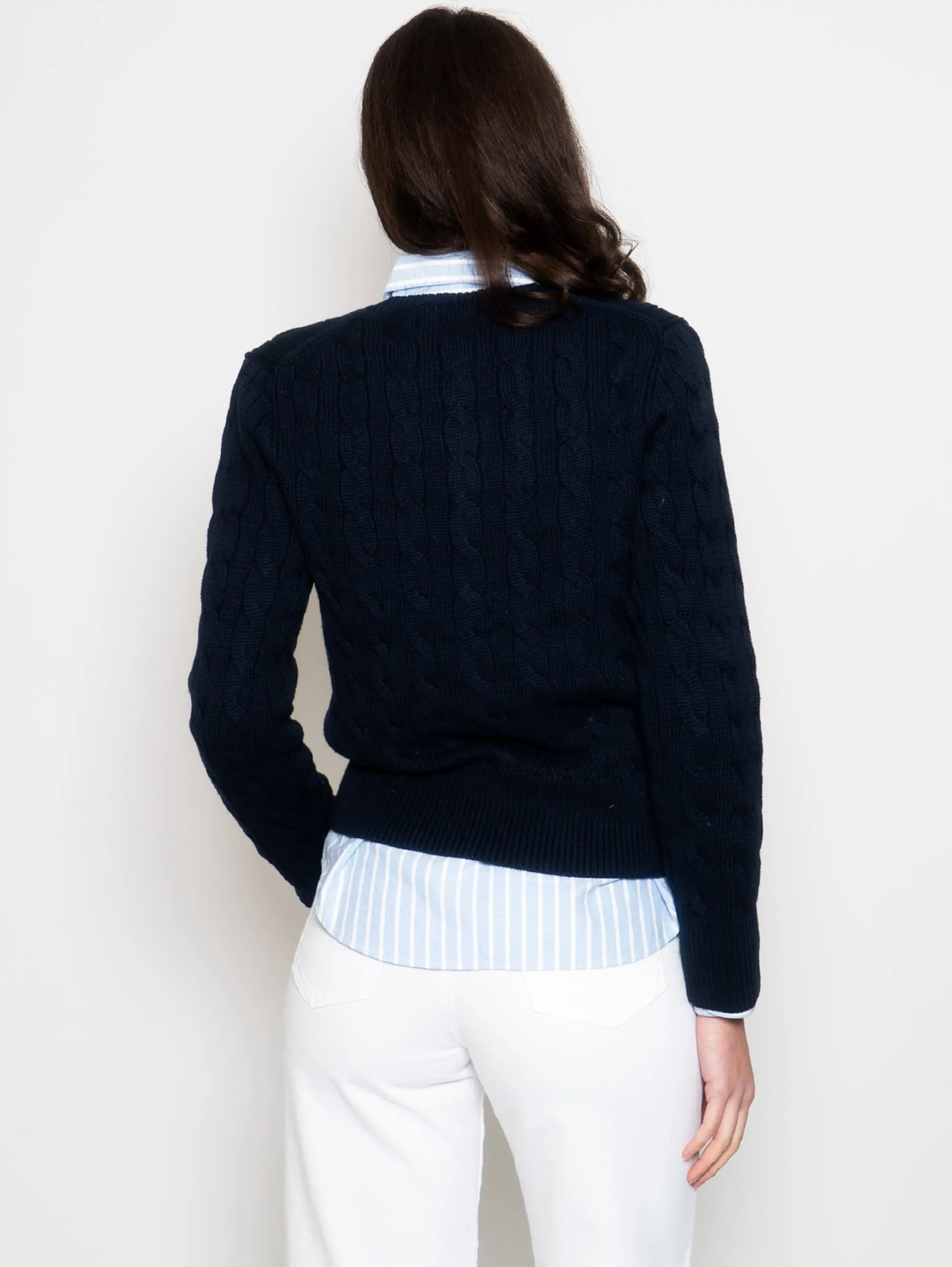 Cardigan a Trecce Blu Navy