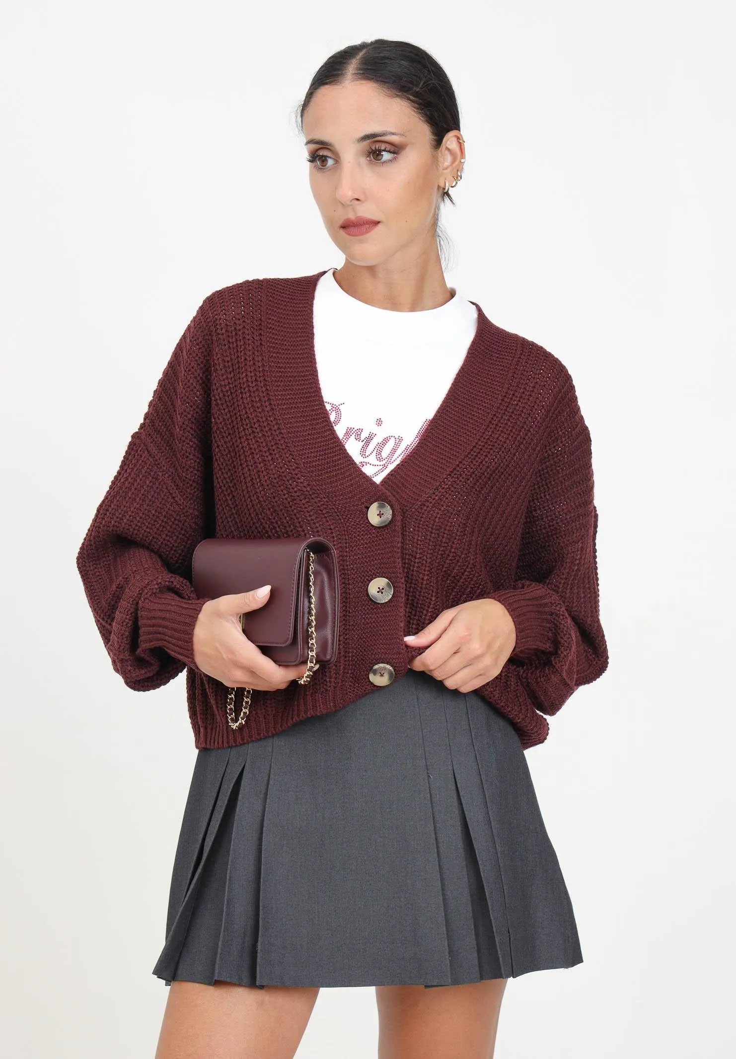 Cardigan bordeaux da donna